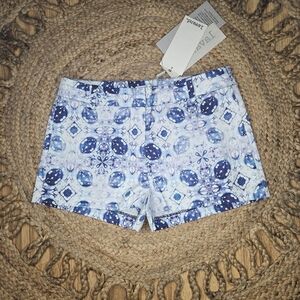 Blue Patterned Women's Shorts